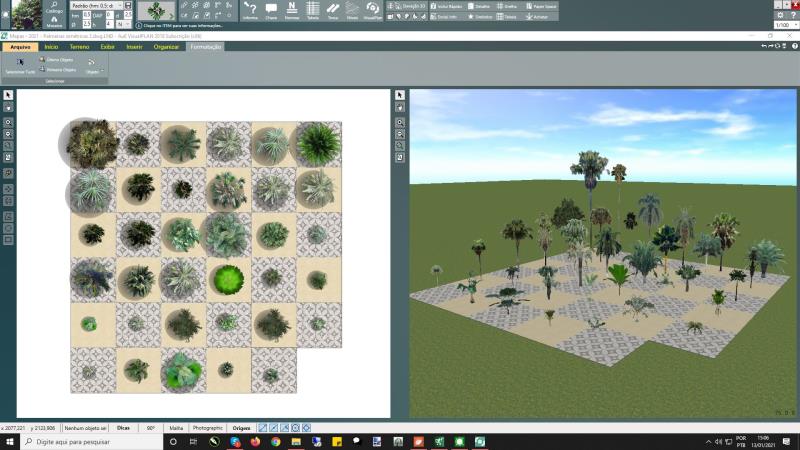 Escena con mapas de palmeras en VisualPLAN