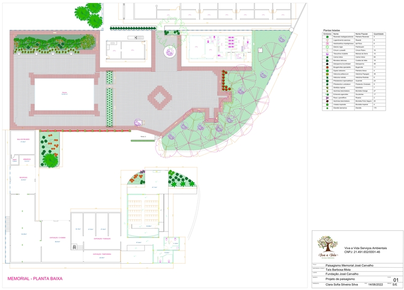 Plano del proyecto del Memorial José Carvalho desarrollado en AutoLANDSCAPE