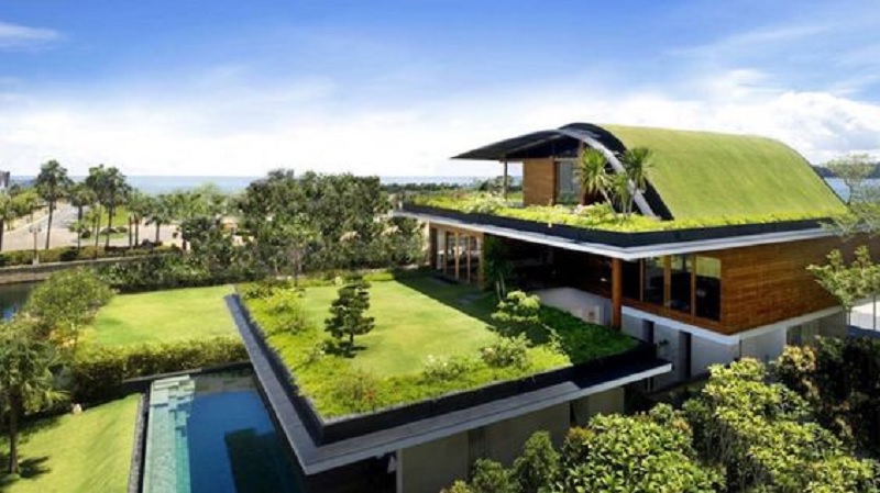 Ejemplo de tejado verde en residencia