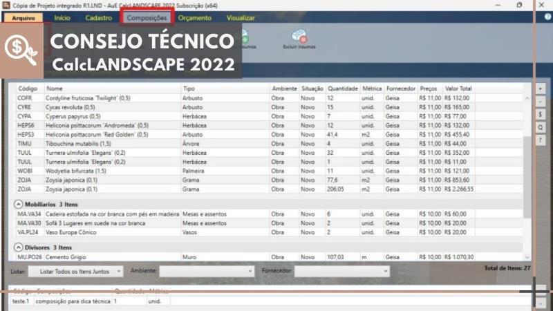 CalcLANDSCAPE 2022: Cómo incluir nuevas composiciones