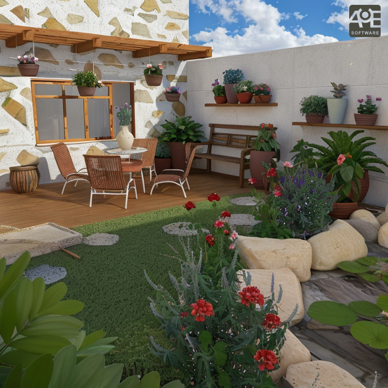 Colorear a los Proyectos: Arbustos y Hierbas con Flores en 3D