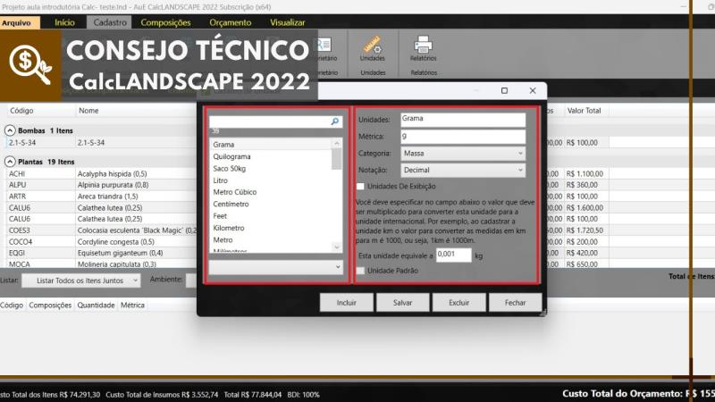 CalcLANDSCAPE 2022: Registro de nuevas unidades de medida