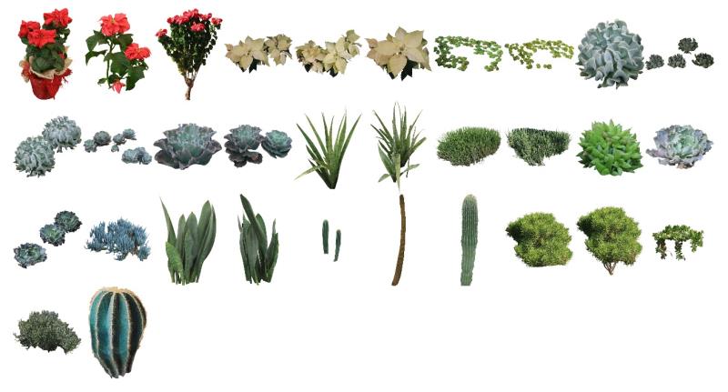 32 mapas de las plantas de esta colección dispuestos en un fotomontaje