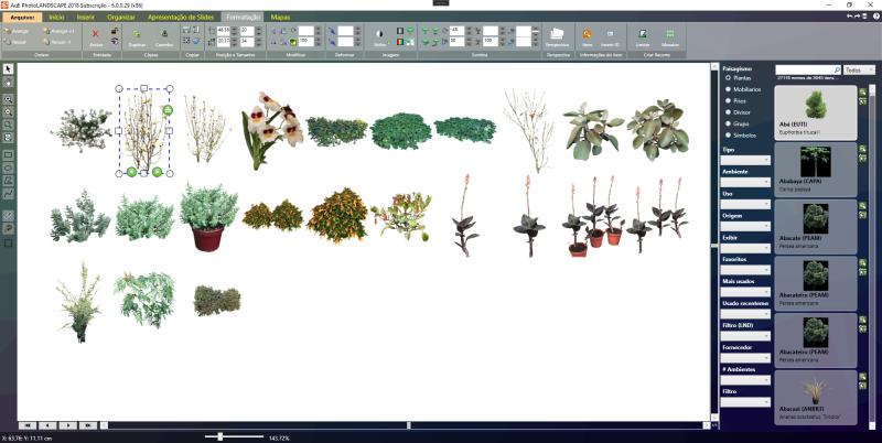 Mapas de las plantas de la colección insertadas en el software PhotoLANDSCAPE